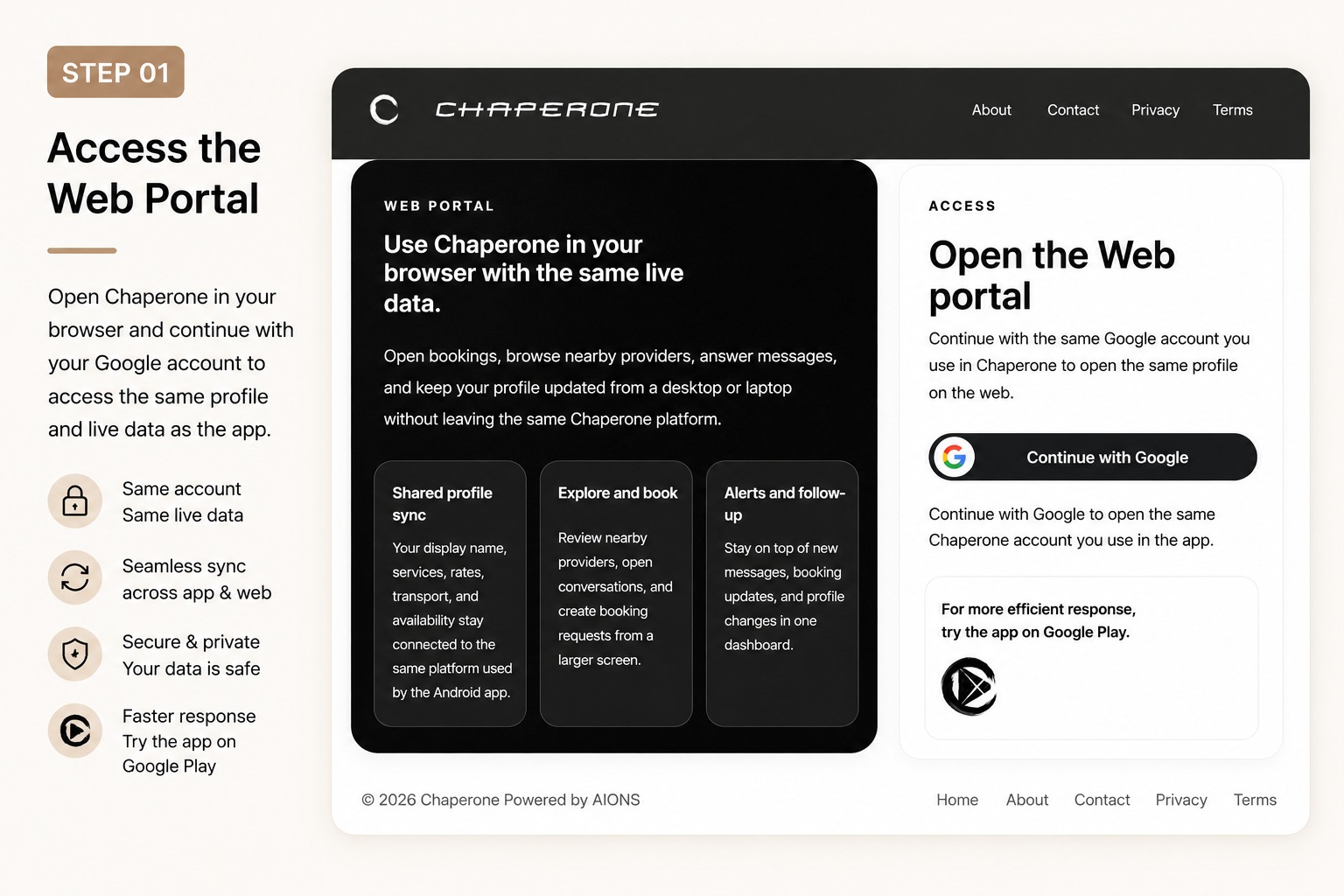 Step 1: Access the Chaperone web portal